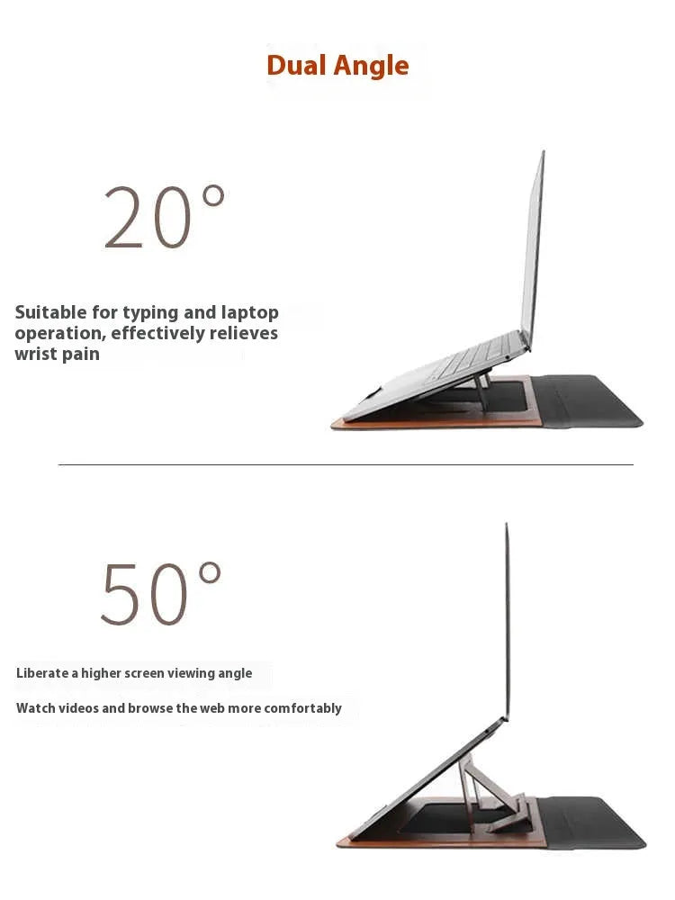 13.3-inch black and brown laptop bracket bag with dual-angle adjustable stand for business professionals
