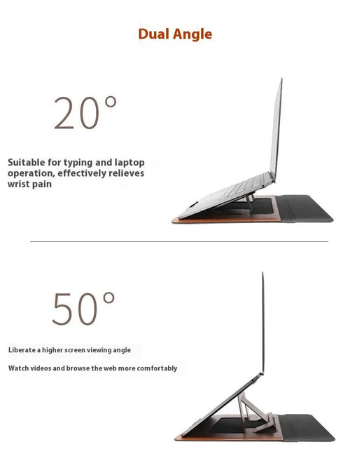 13.3-inch black and brown laptop bracket bag with dual-angle adjustable stand for business professionals