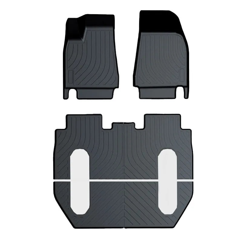 Rubber floor mats for Tesla cars including TPE footrest sections