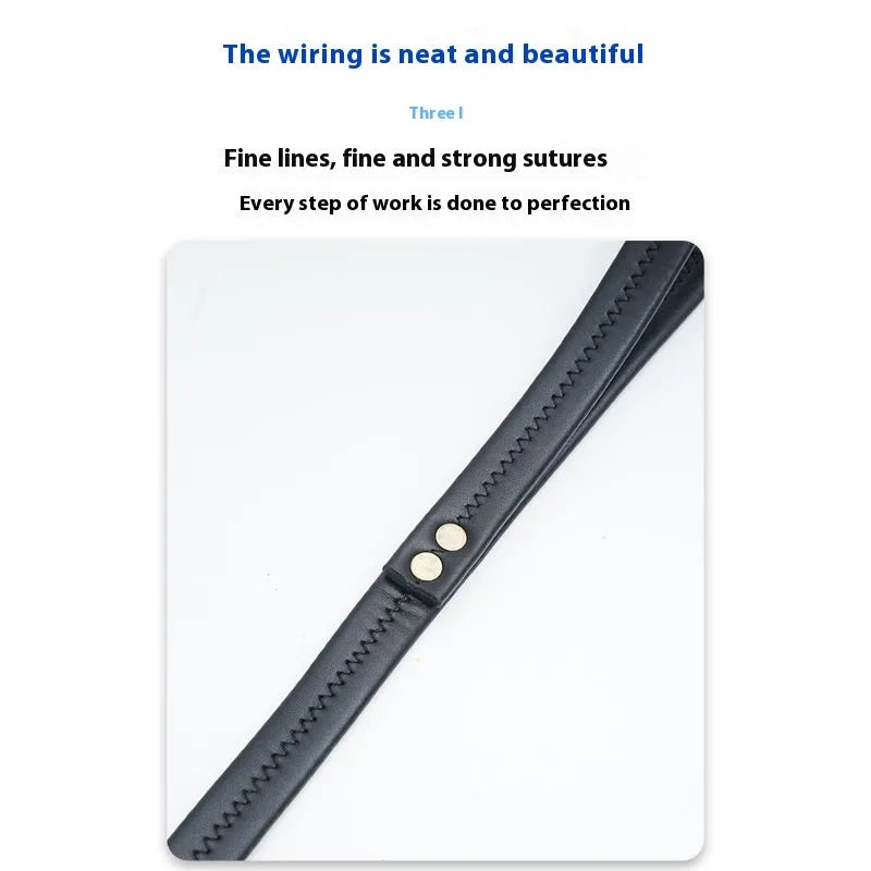 Roran black PU leather dog traction belt shown with adjustable design for secure walking control
