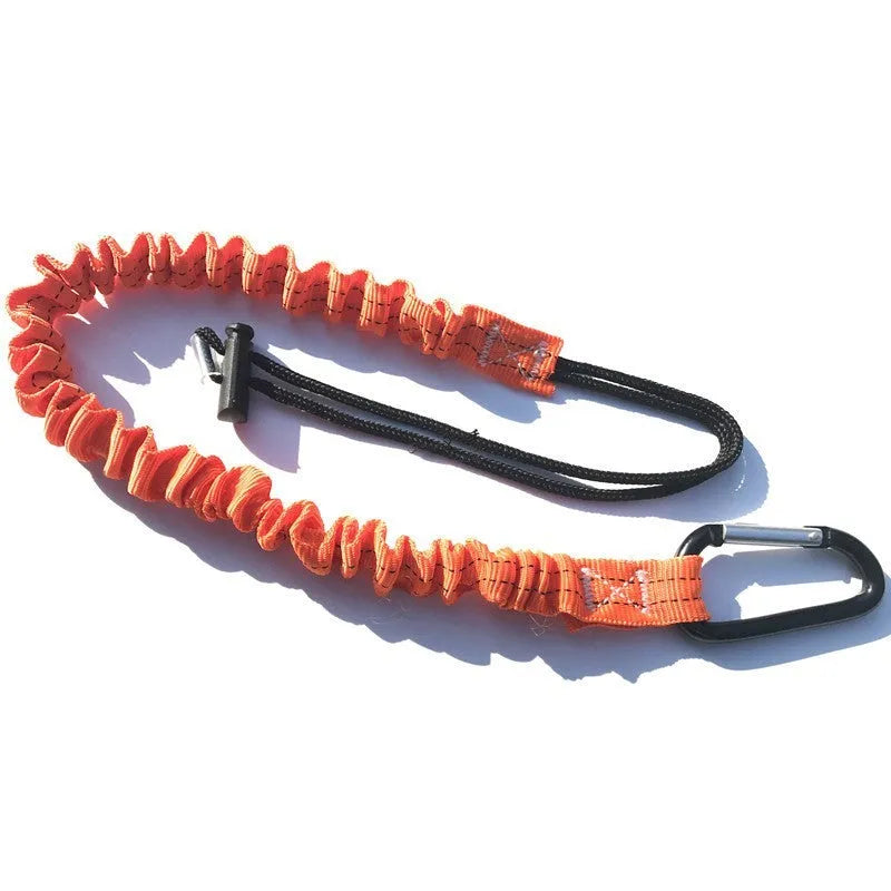 Orange fishing rod safety rope measuring 90cm with connection clips for fall protection