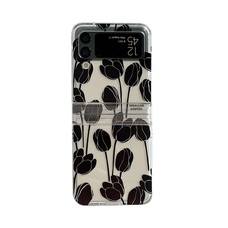 Samsung Galaxy Z Flip phone case with floral pattern on folding screen, daisy design option