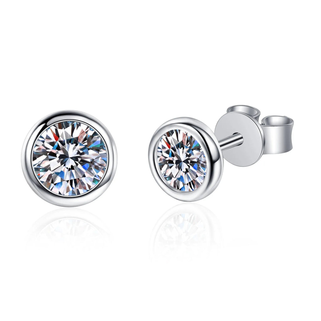 Gold-plated 925 sterling silver geometric earrings for women with moissanite or zircon stone options.