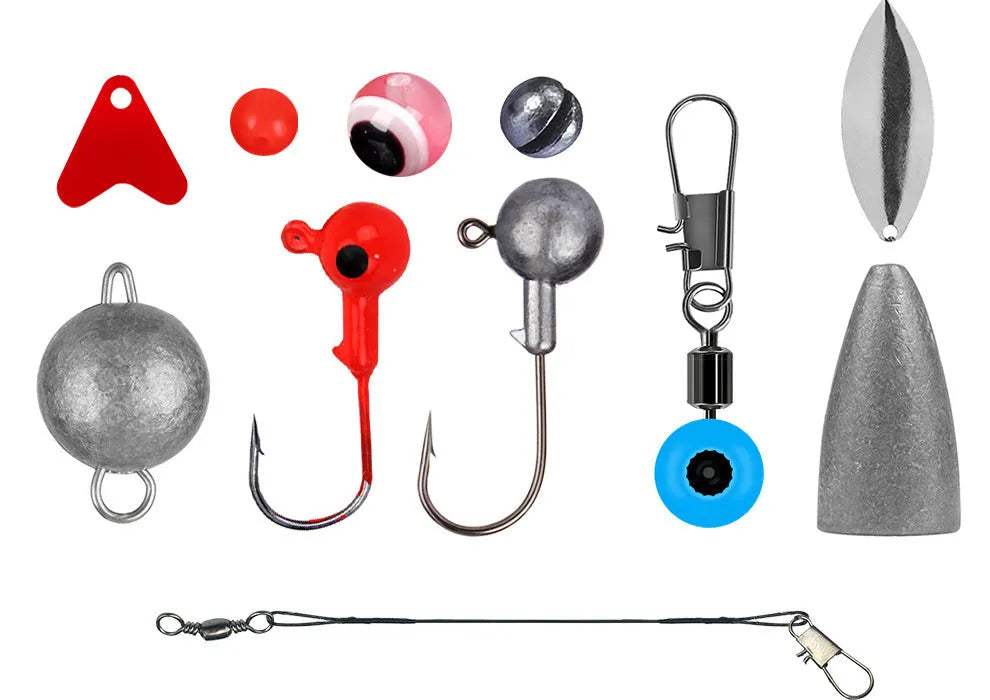 Weihe 257-piece fishing lure hook accessories set in orange or black ABS storage box