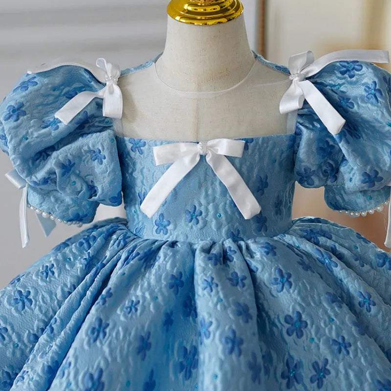 Girls' blue polyester princess dress with piano pettiskirt for Zhuazhou and birthdays