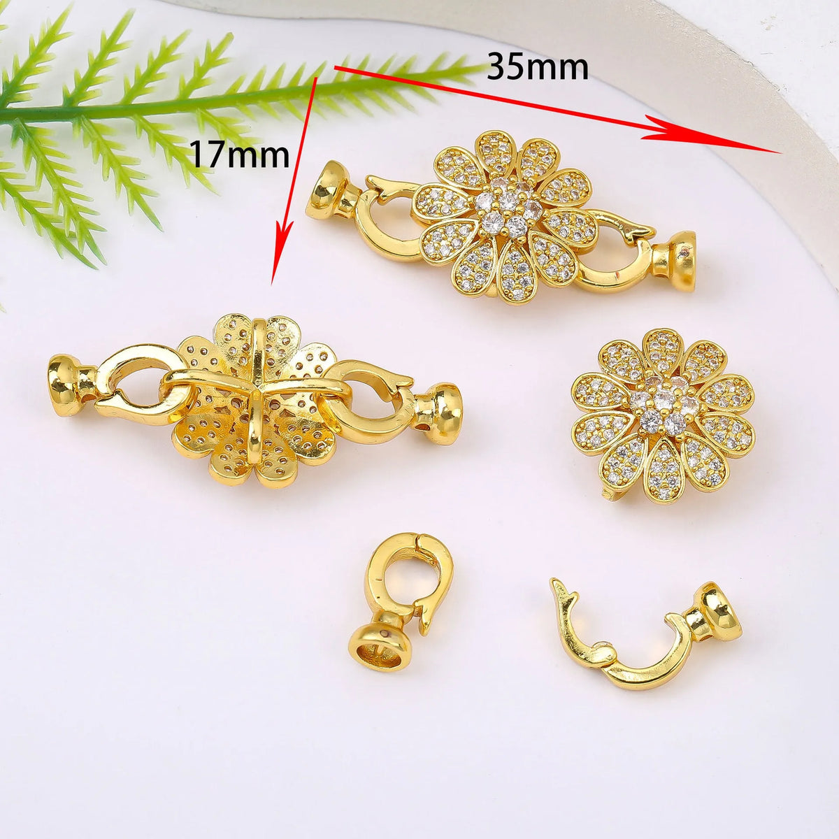 Small gold plated metal chain buckle for DIY jewellery making with three colour options
