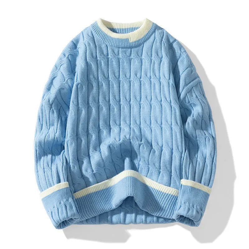 Men's loose fit modal bottoming sweater in white flower grey colour with two-piece construction