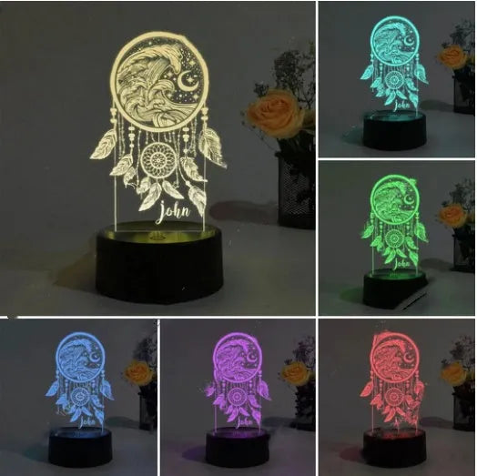 Black base dream catcher night light with colourful touch controls and remote