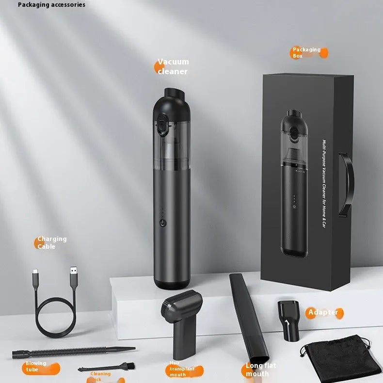 Wireless handheld vacuum and dust blower in black, silver or green with five attachments and data cable