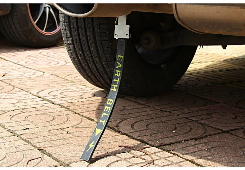 Black rubber car electrostatic grounding chain with copper wire, measuring 370mm in length.