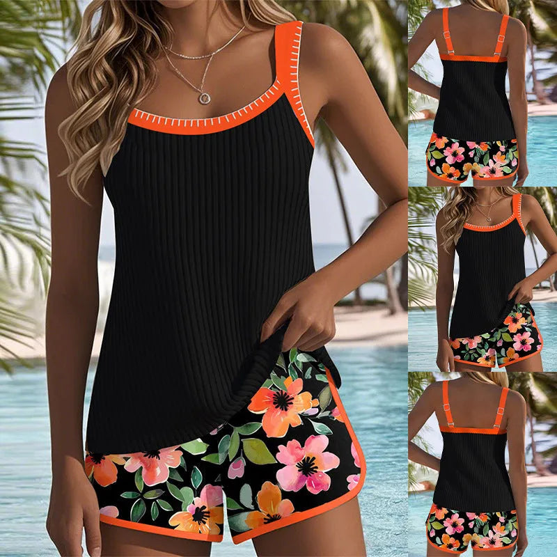 Women's one-piece swimsuit, sleeveless briefs style, polyester and spandex lining, sizes S to 3XL, 12 colours