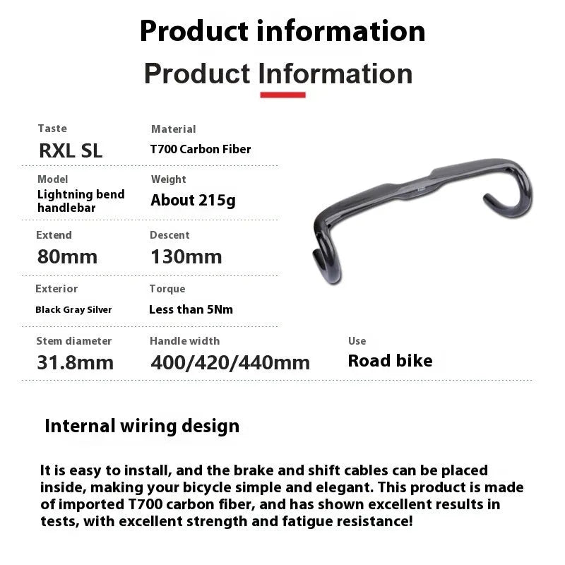Carbon fibre road bicycle drop handlebar in black, grey, and silver UD finish