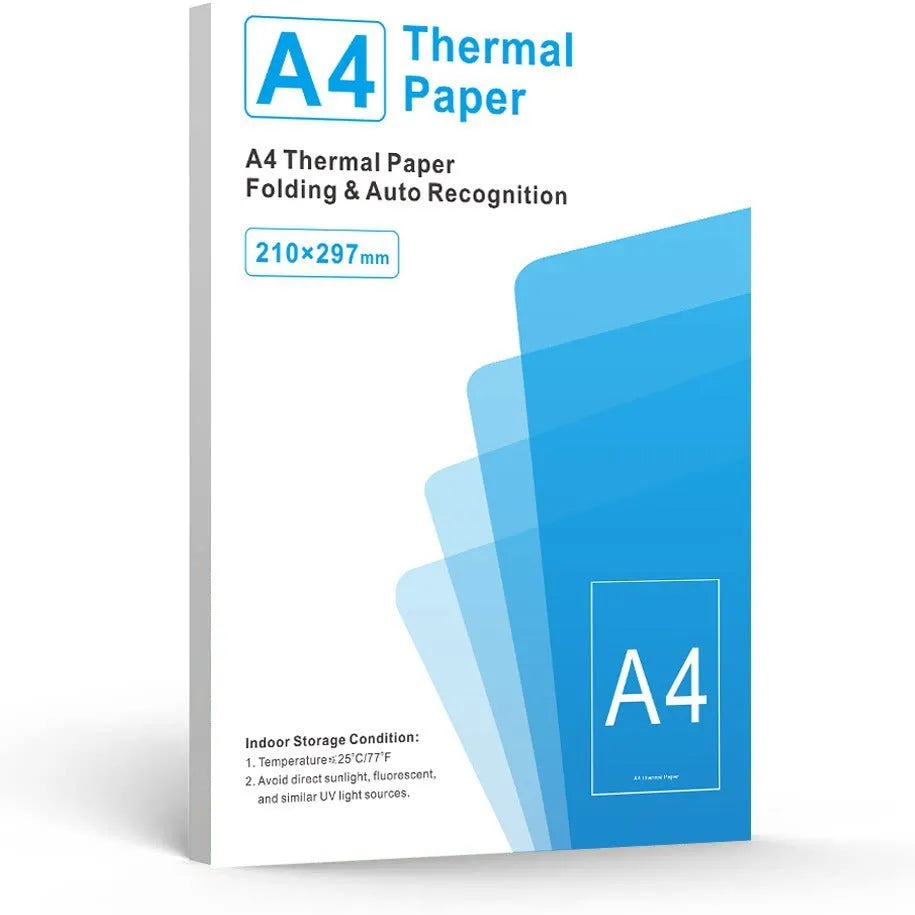 White A4 thermal printer paper in folding paper bag packaging with dimensions 210x297mm