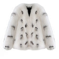 Women's black and white raccoon pattern faux fur coat in Korean street fashion style