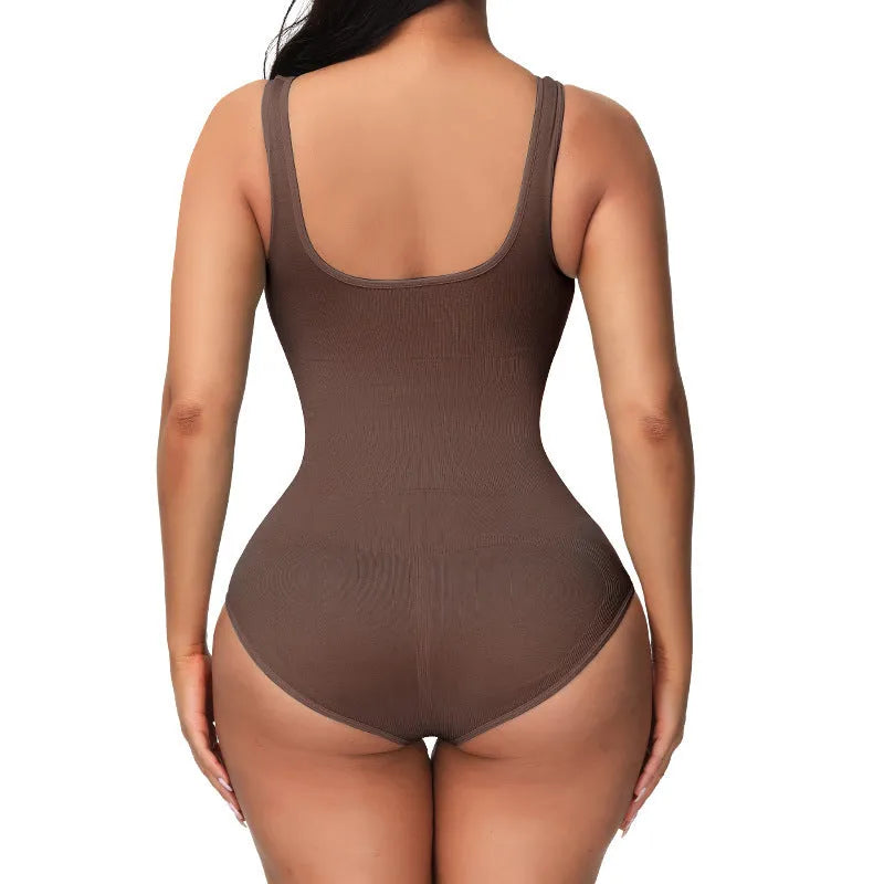 Seamless women's bodysuit for shaping and support in nylon fabric.