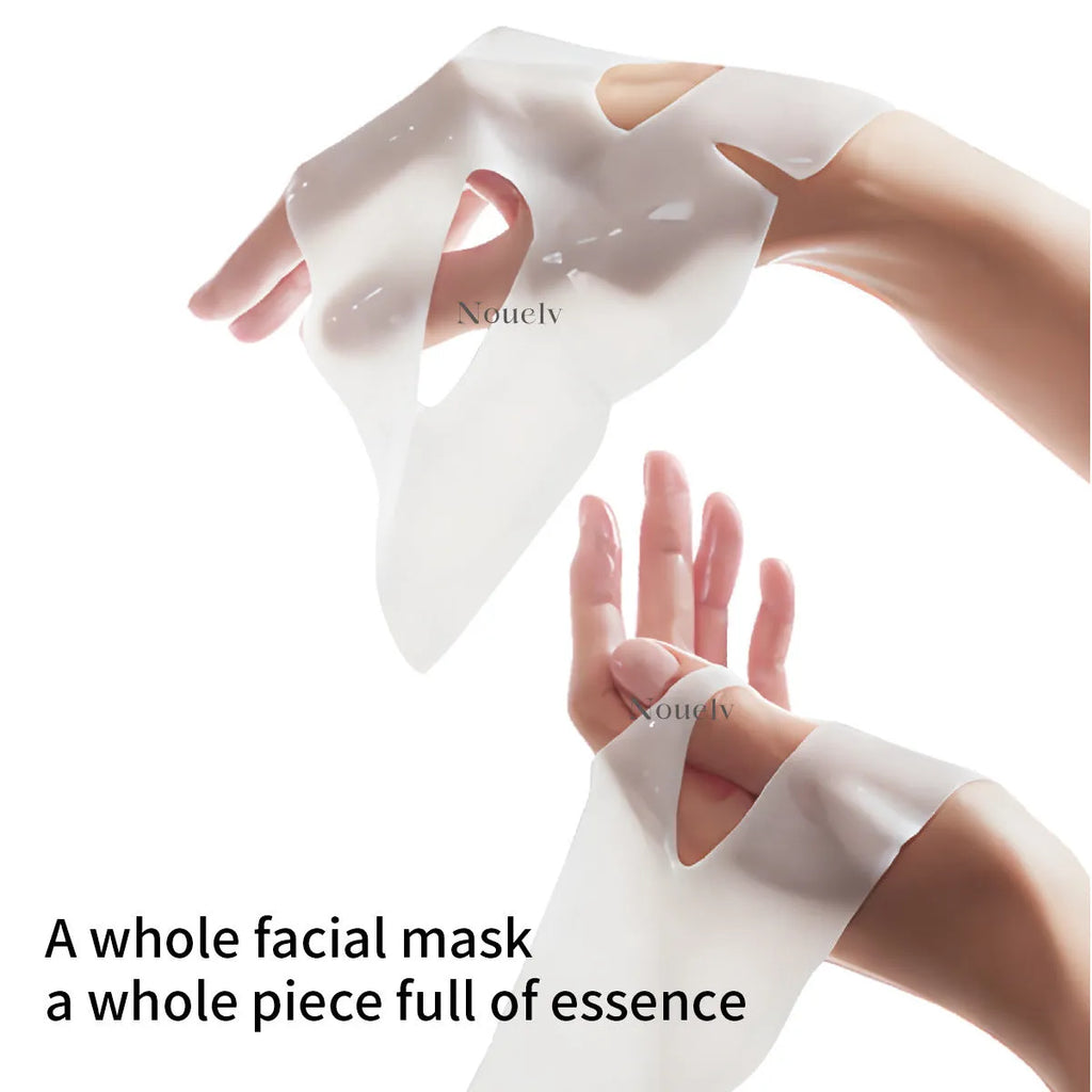 Collagen layered patch mask four-pack box with sheet masks for face and neck application