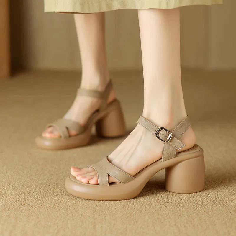 Women's open toe platform sandals in milky white colour showing microfiber uppers and rubber soles