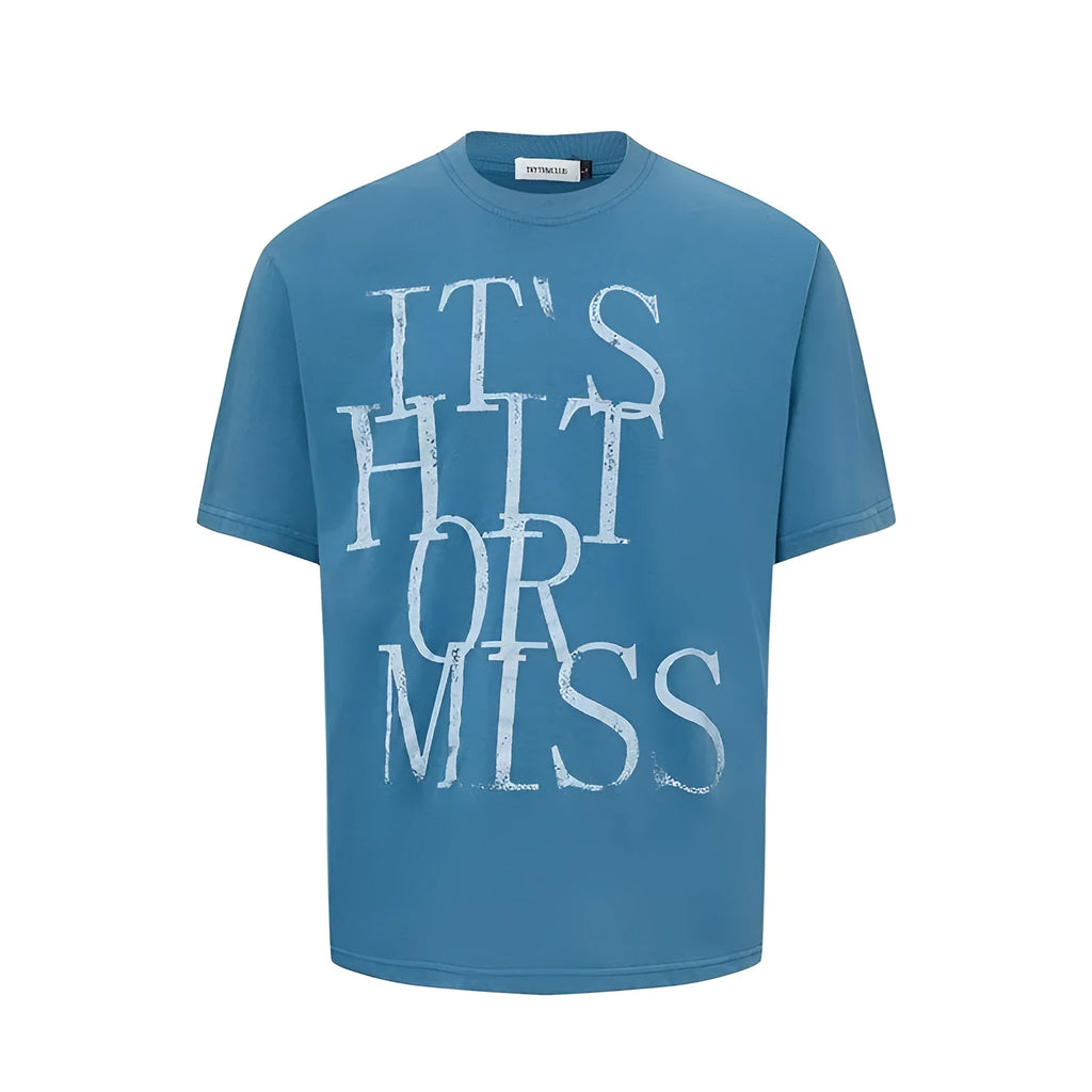 Men's white American-style letter printed round neck cotton blend T-shirt shown front view