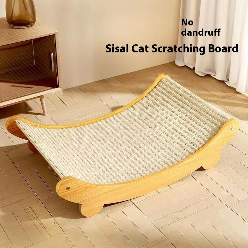 Natural beige sisal cat scratch board with woven texture for claw scratching