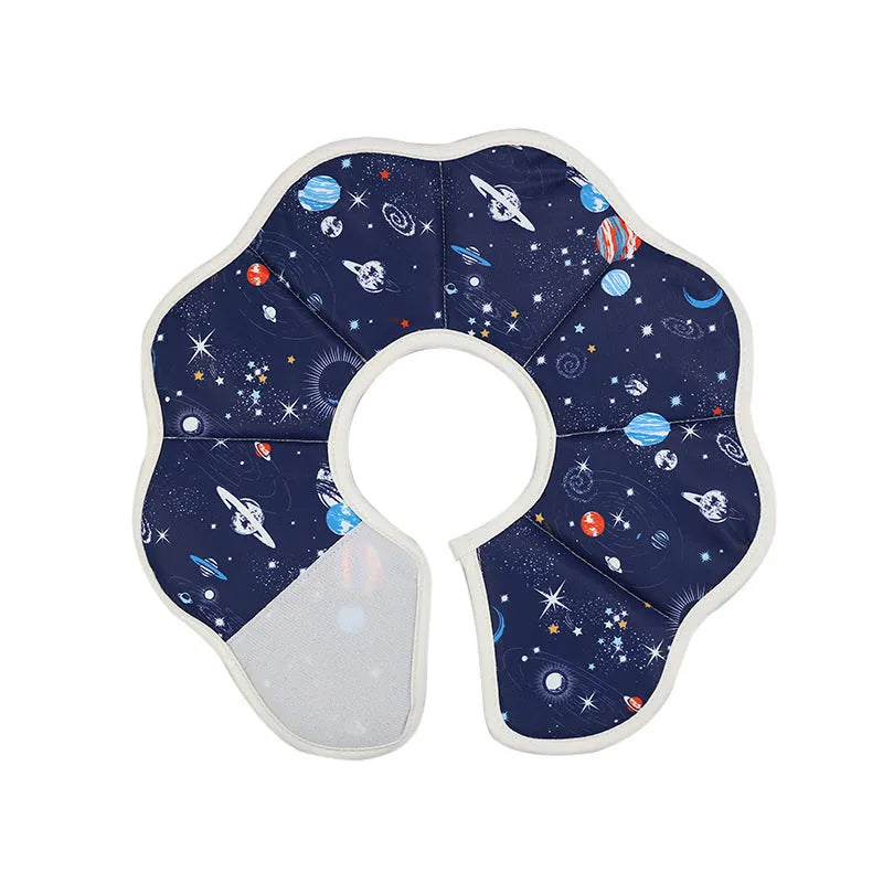 Soft adjustable fabric cat recovery collar cone in Constellation colour for post-surgery protection