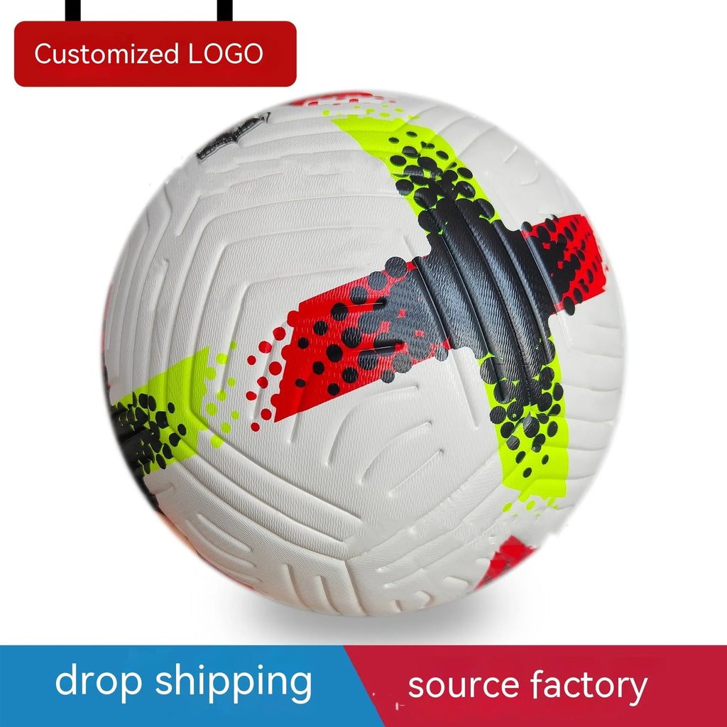 Fluorescent green Size 5 PU football for training and matches on grass