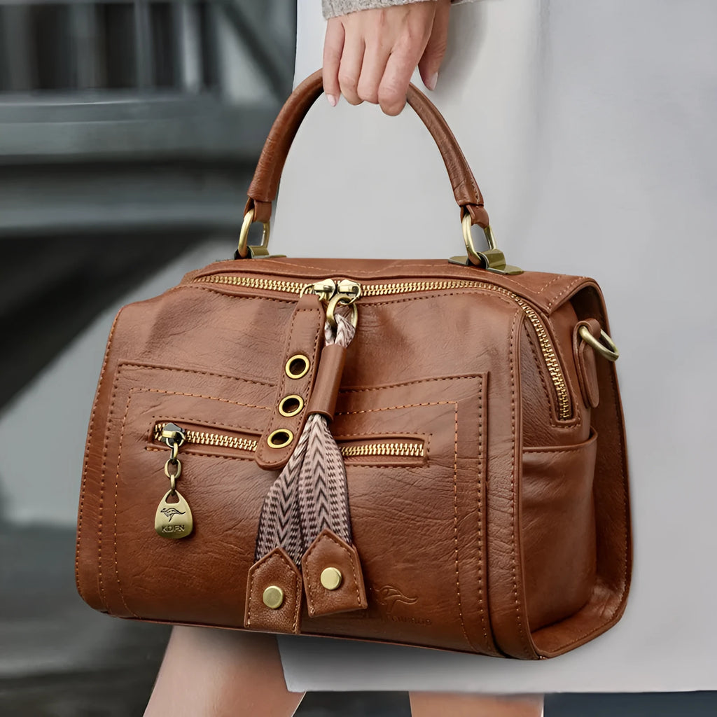 Women's soft PU one-shoulder crossbody bag in horizontal square shape with retro style