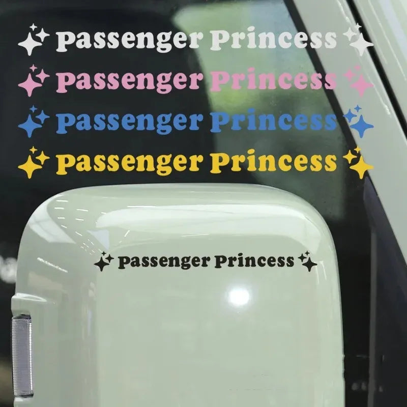 Passenger princess decorative sticker for car rearview mirror in reflective colours