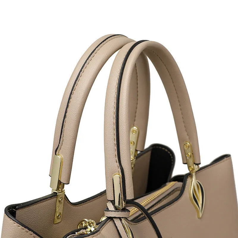 Women's PU shoulder messenger bag with multiple compartments and adjustable cross-body strap