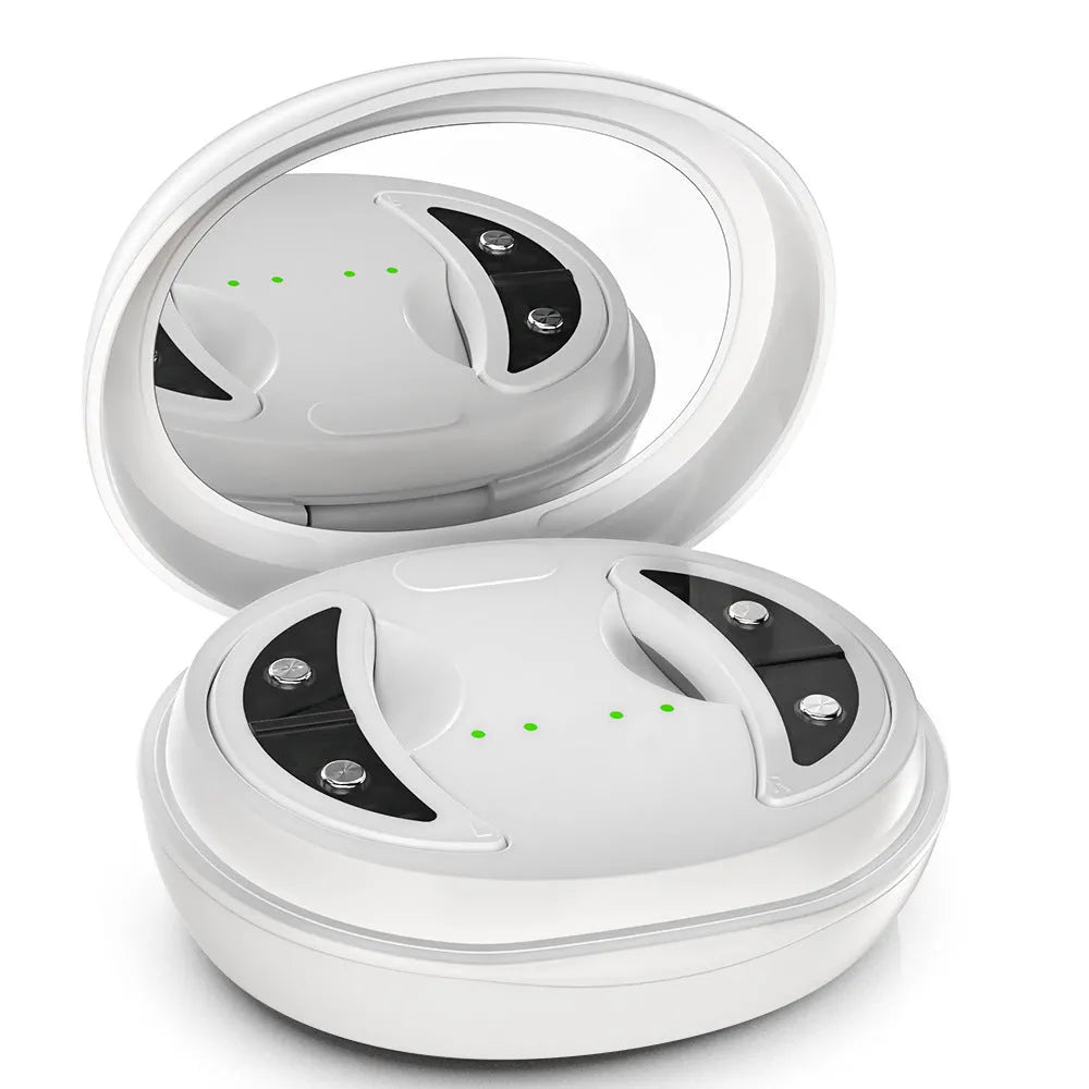 White wireless red light eye and facial massager with EMS technology for dark circles reduction