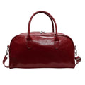 Women's lightweight PU leather travel bag with 20-35L capacity, dry wet separation, and wine red, black, or beige colour options
