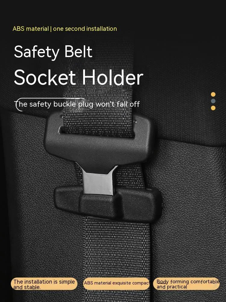 Black ABS plastic seat belt clip for car safety belt adjustment, two-piece pack