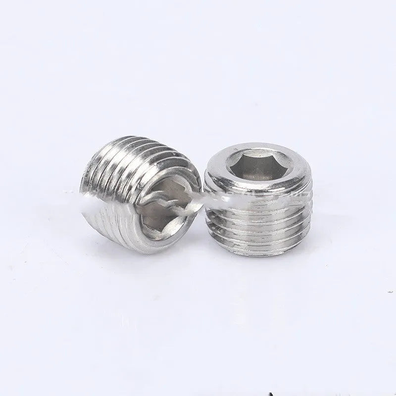 Stainless steel hexagon pipe plug with 3/8 inch threads for bulkhead fittings