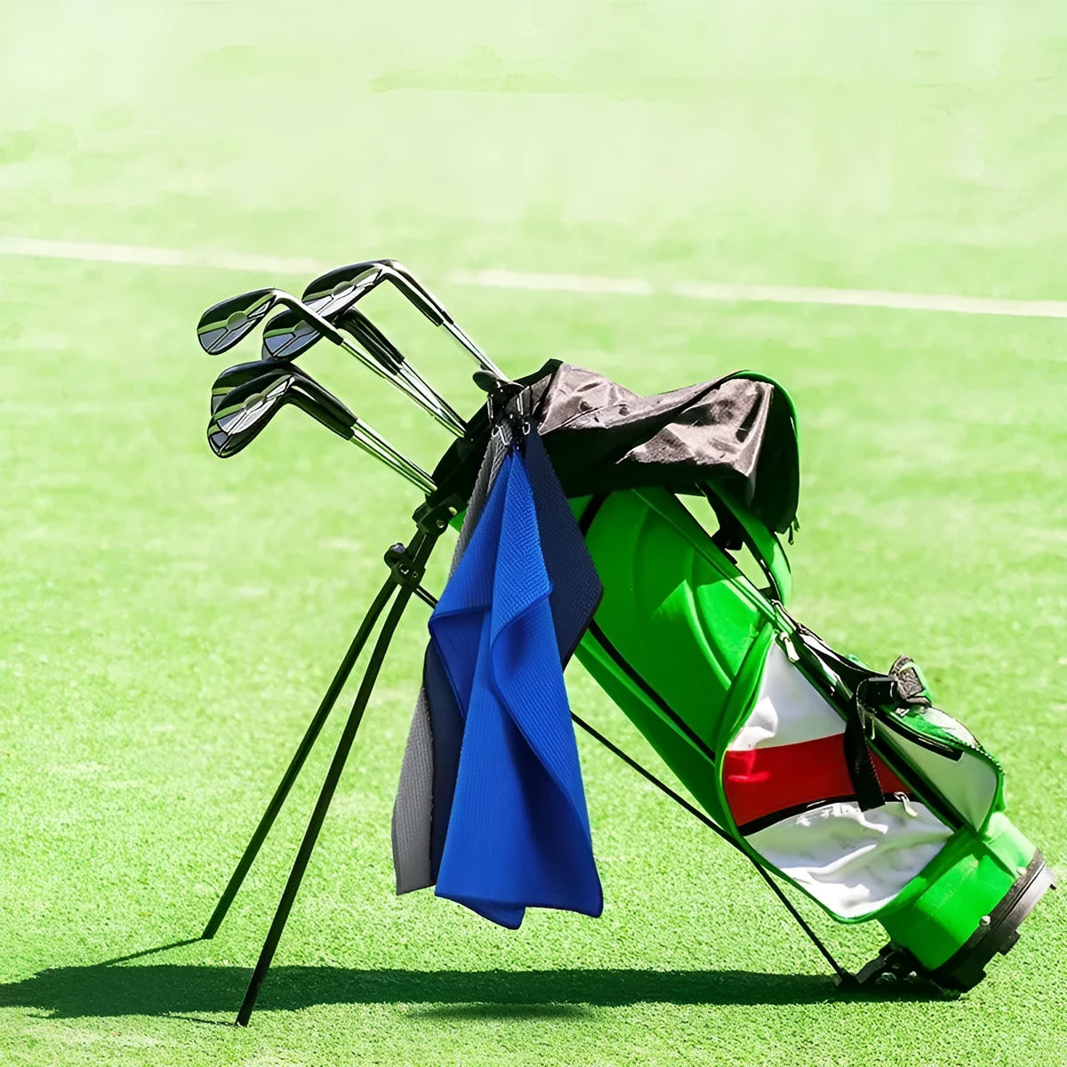 Waffle weave golf ball cleaning cloth towel in various colours with textured surface