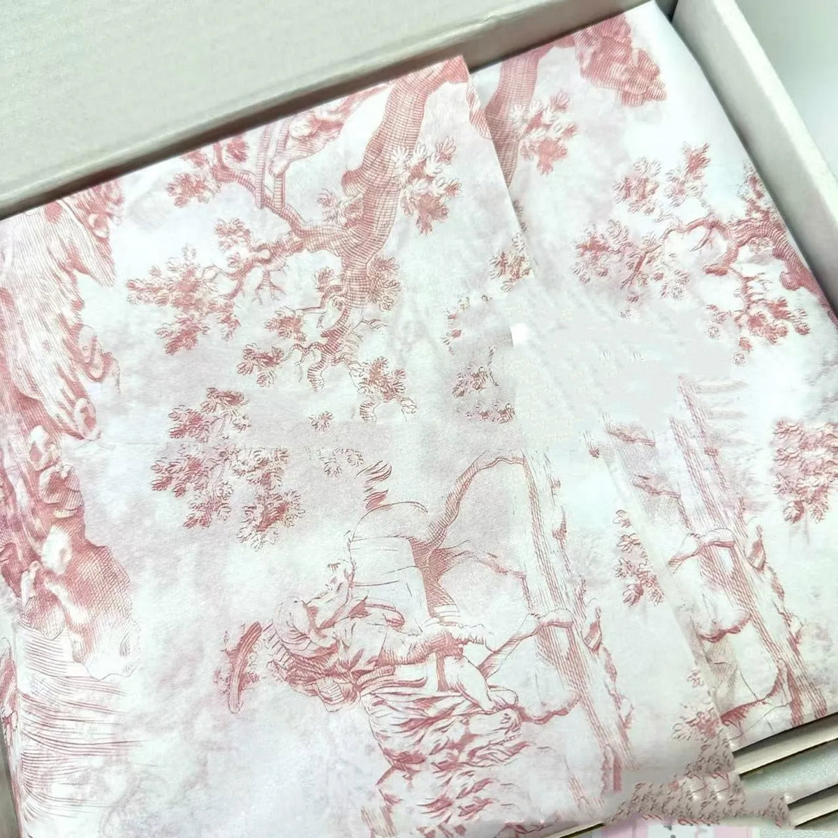 French MG retro floral tissue paper sheet in pink and purple colours, size 50cm by 70cm