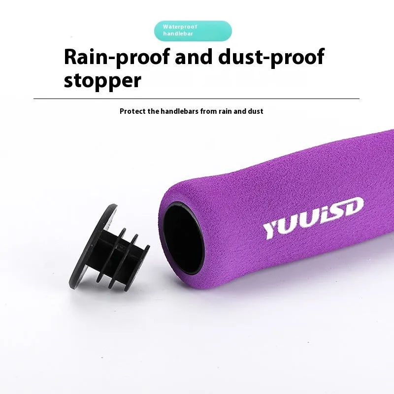 Mountain bike sponge handlebar covers in black, purple and biange colours showing ultra-light 41g construction