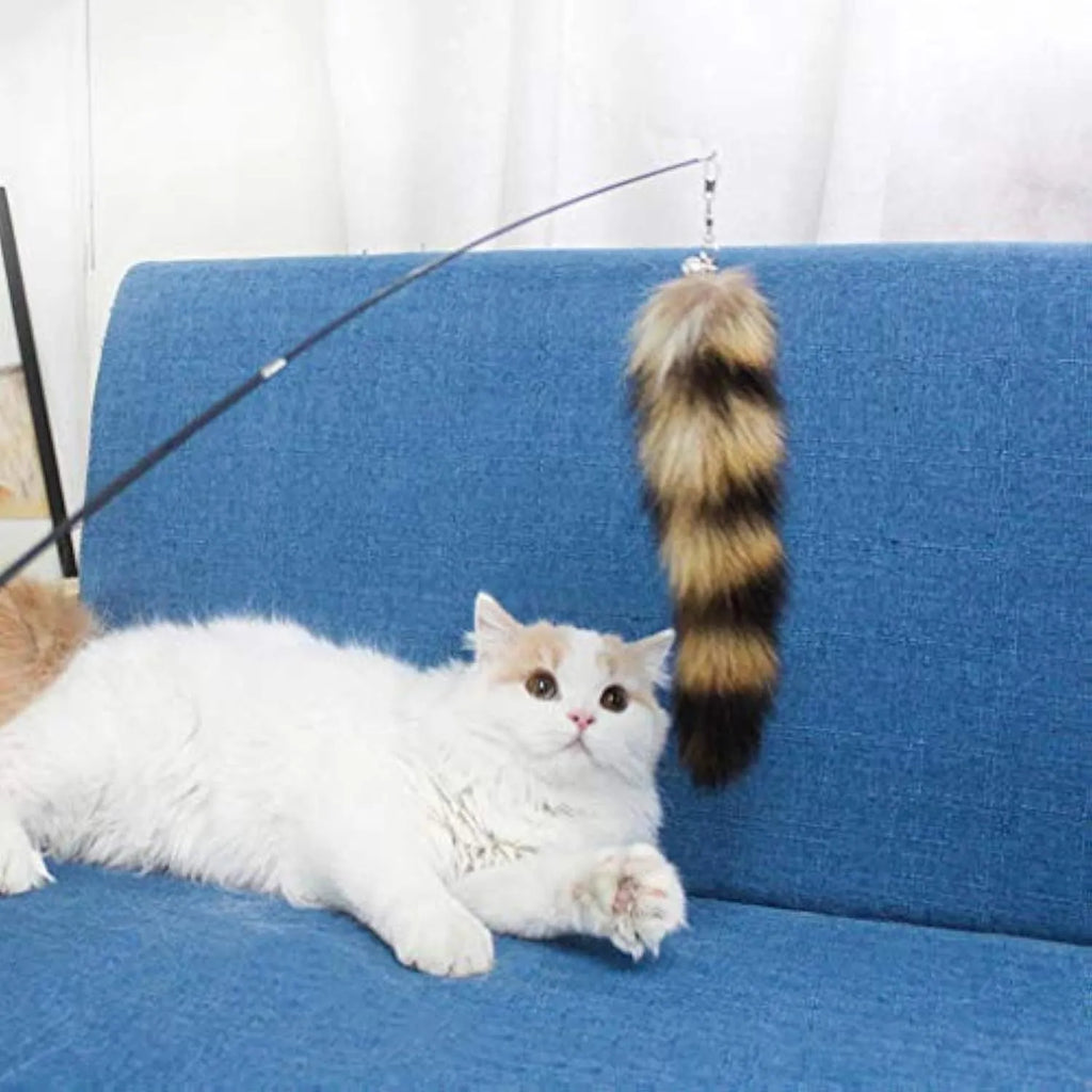 Black cat teaser wand with elastic string, length 42 cm