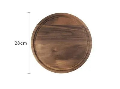 Black walnut wood cutting board with juice groove and engraved handle in three size options