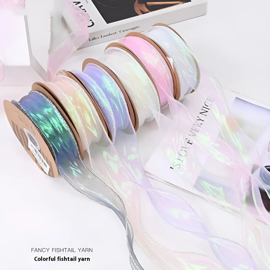 Fishtail yarn mesh decorative ribbon with wave pattern in multiple colour options