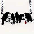 Black electroplated crow necklace with cross chain design for women's Gothic hip hop jewellery