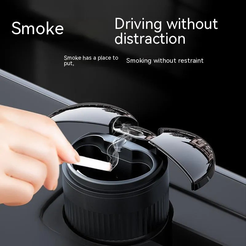Black metal smart car ashtray with automatic infrared sensor and lid