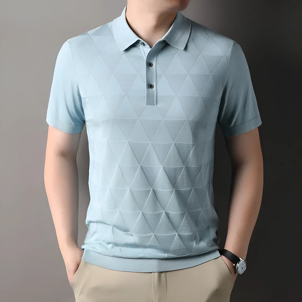 Men's ice silk short sleeve t-shirt in green colour showing regular fit and thin fabric texture