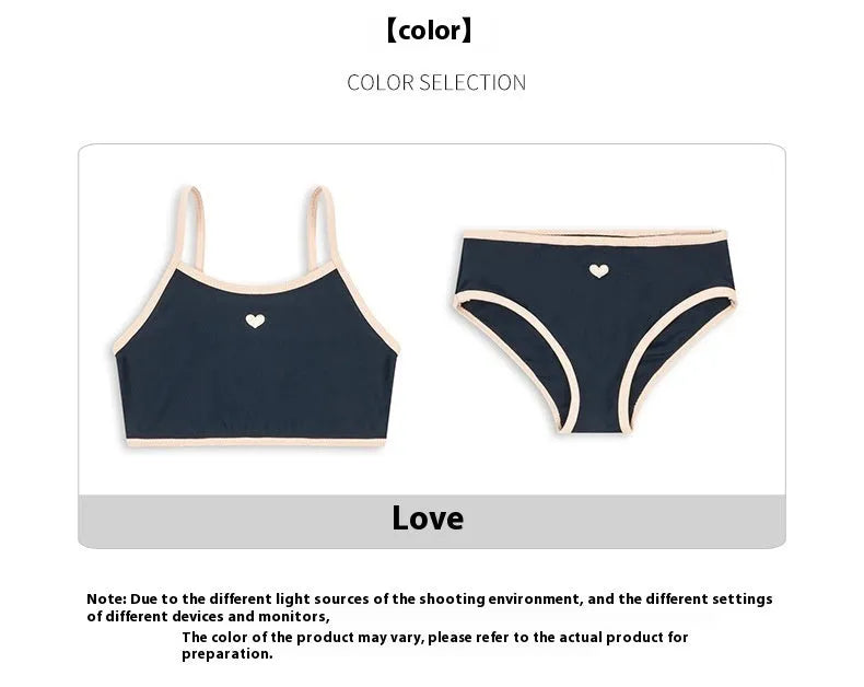 Dark blue split baby swimsuit for girls aged 1-6 years in briefs style with high elasticity construction