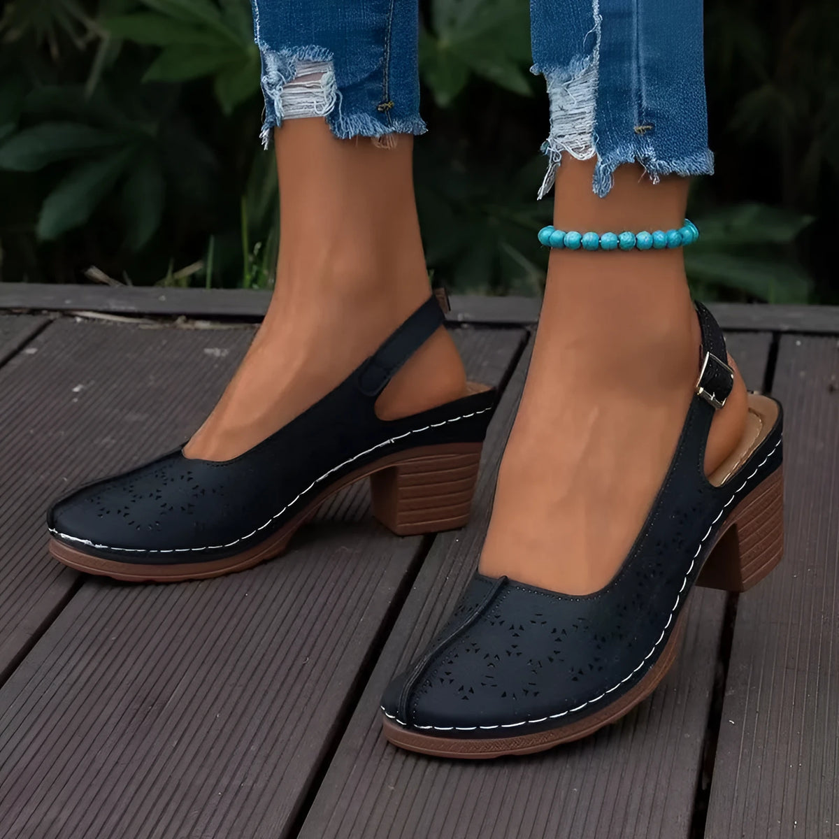 Women's closed toe wedge sandals with round toe and rubber sole in multiple colours