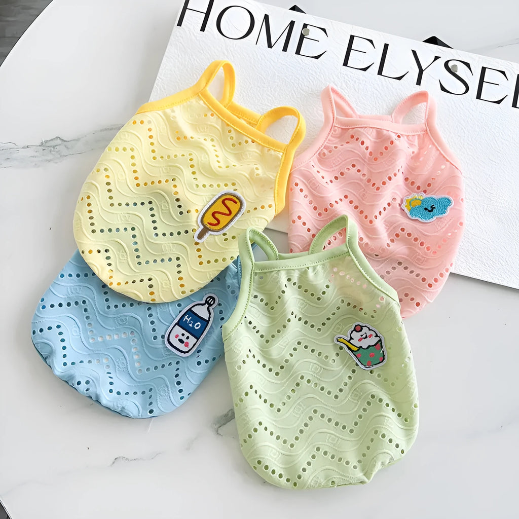 Polyester pet vest with mesh breathable straps in blue colour