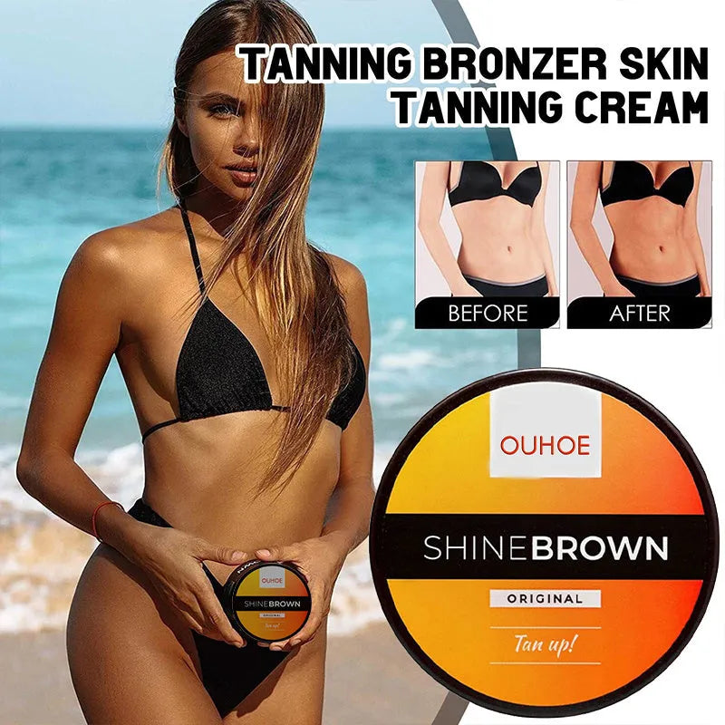 Tanning cream and aloe vera gel set for intensive tanning and after sun skin care repair.
