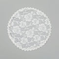 Round black and white floral wedding veil head accessory measuring 30cm.