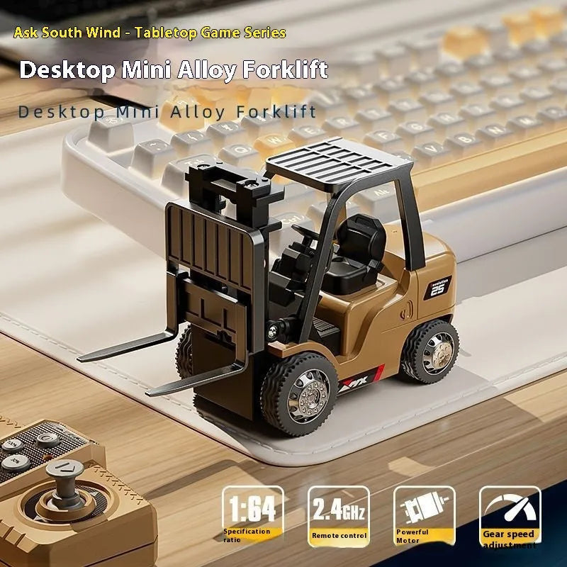 Bluetooth dual-mode remote control 1:64 scale alloy forklift toy with cargo accessories