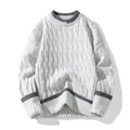 Men's loose fit modal bottoming sweater in white flower grey colour with two-piece construction