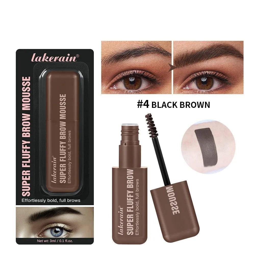Eyebrow cream mousse tube with six shade options for brow definition