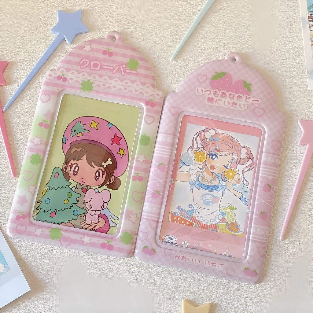 PVC meal card holder display pendant with strawberry or four-leaf clover cartoon design